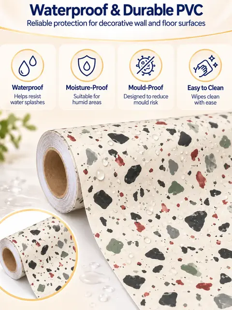Waterproof Home Decoration Vinyl Flooring Wall Paper Rolls Self Adhesive Wallpapers — Feature wall