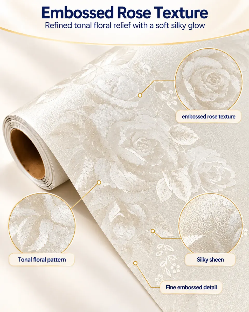 Best-Selling Rose Self-Adhesive Wallpaper Rolls — Construction and material layers