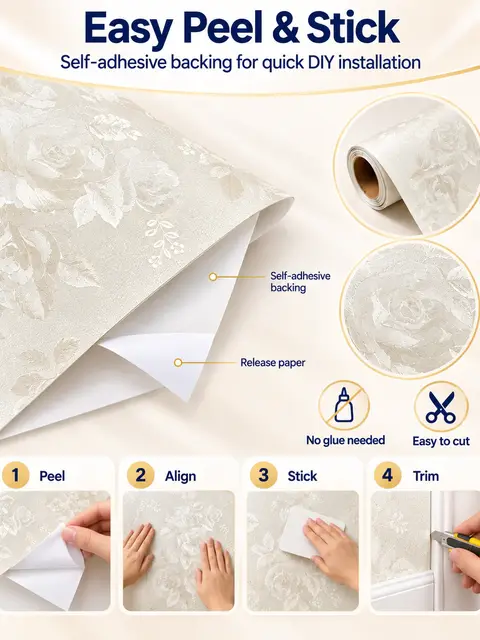 Best-Selling Rose Self-Adhesive Wallpaper Rolls — Bedroom & nursery