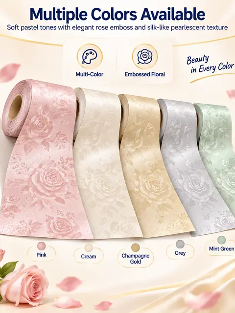 Rose Plain Silk-Texture Self-Adhesive Wallpaper Rolls — Bedroom & nursery
