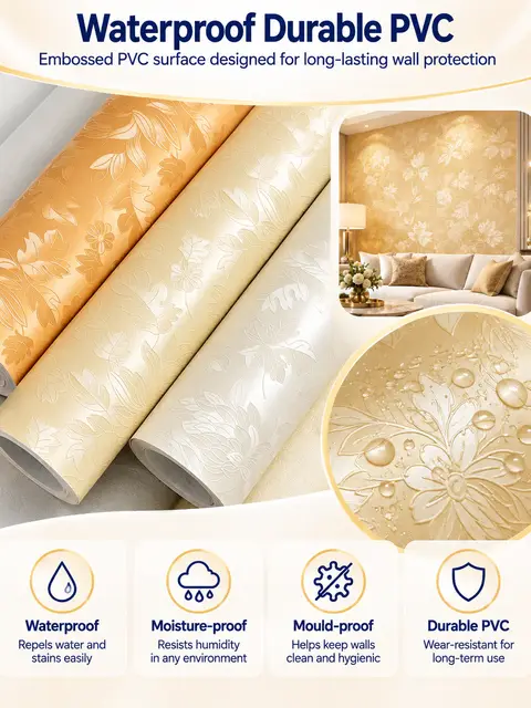 Interior Home Decoration PVC 3D Self-Adhesive Floral Wallpaper — Feature wall