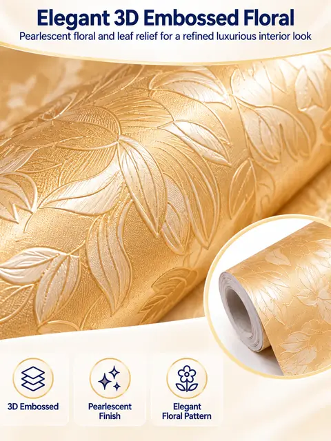 Interior Home Decoration PVC 3D Self-Adhesive Floral Wallpaper — Living room