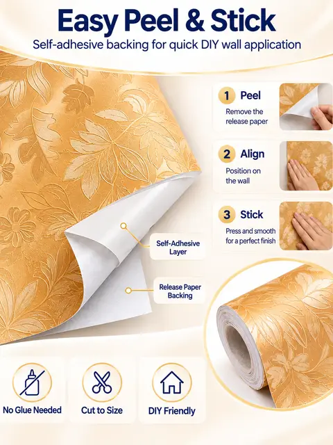 Interior Home Decoration PVC 3D Self-Adhesive Floral Wallpaper — Kitchen & bathroom