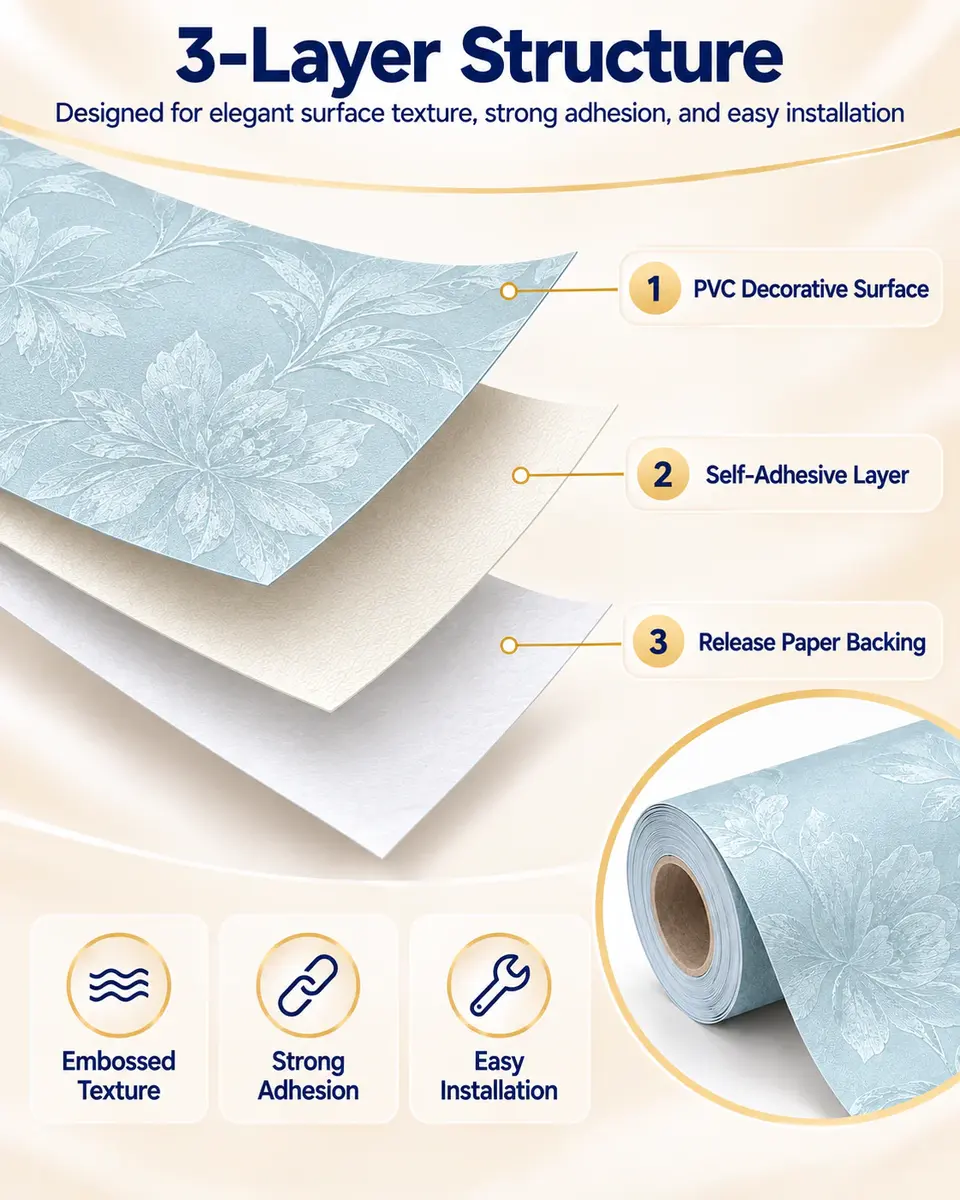 Liquid Silk Plaster Chinoiserie PVC Wall Sticker — Surface texture and finish close-up
