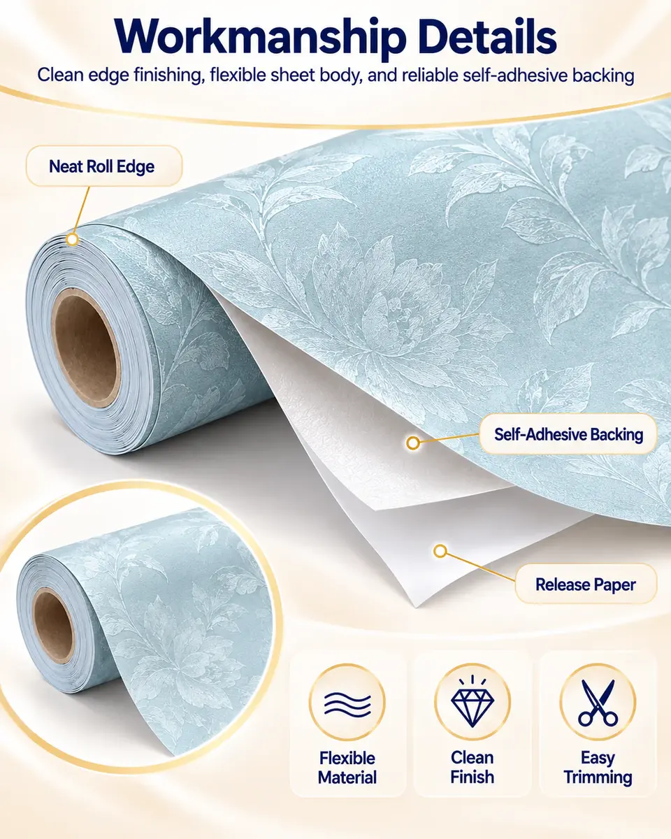 Liquid Silk Plaster Chinoiserie PVC Wall Sticker — Installation and application detail