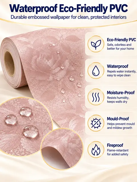Peel-and-Stick Self-Adhesive Floral 3D Wallpaper Rolls — Feature wall