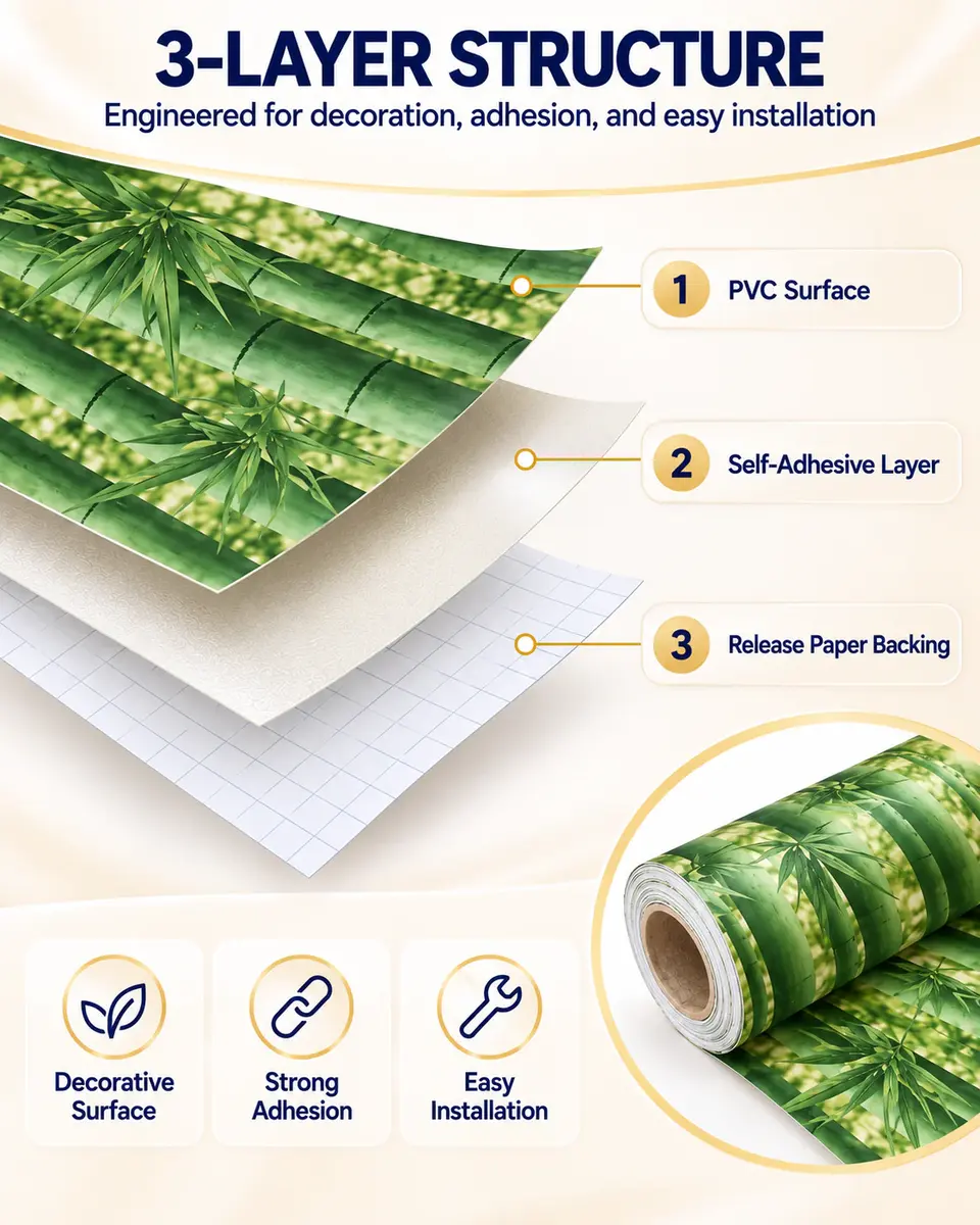 Green Bamboo Forest Nature Wallpaper Rolls — Surface texture and finish close-up