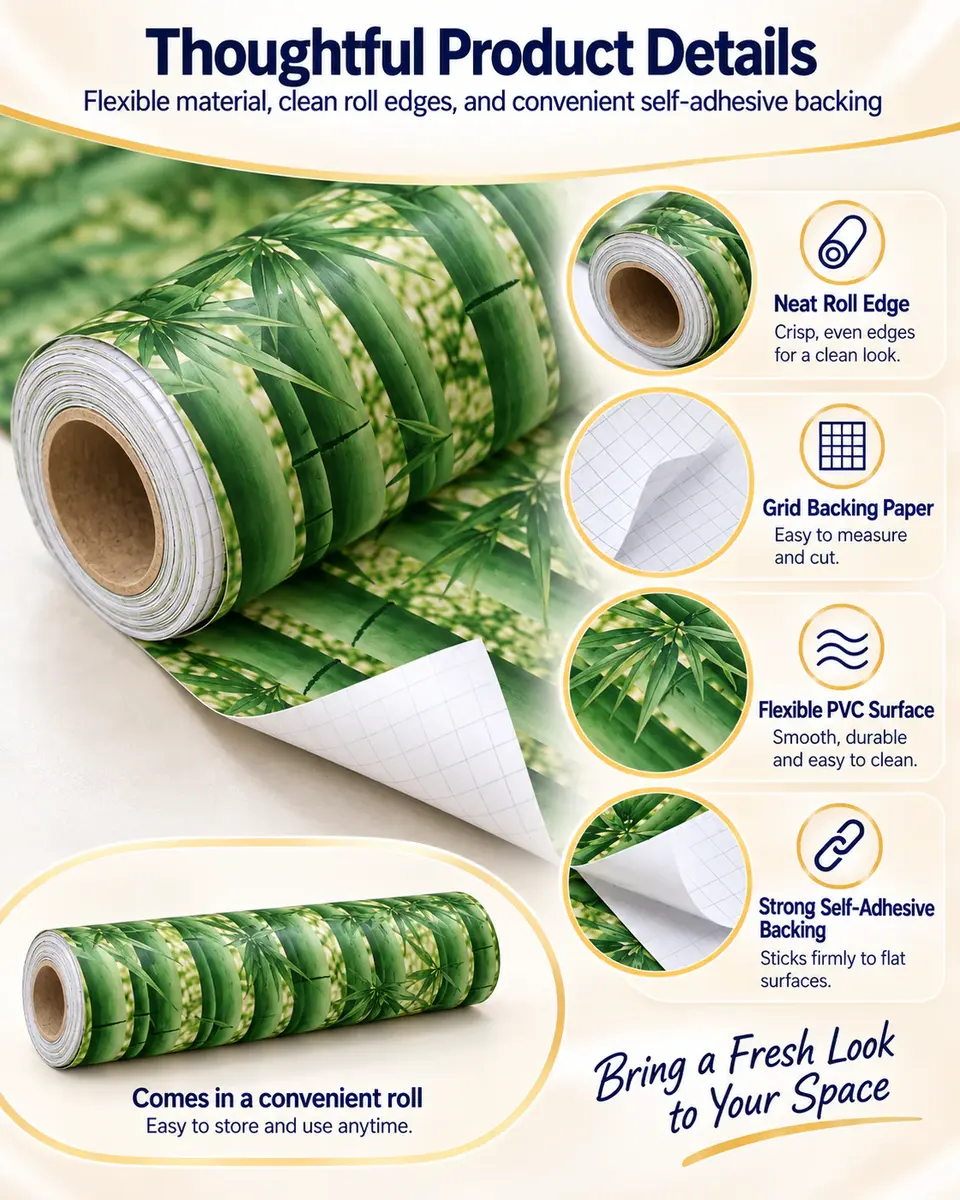 Green Bamboo Forest Nature Wallpaper Rolls — Installation and application detail