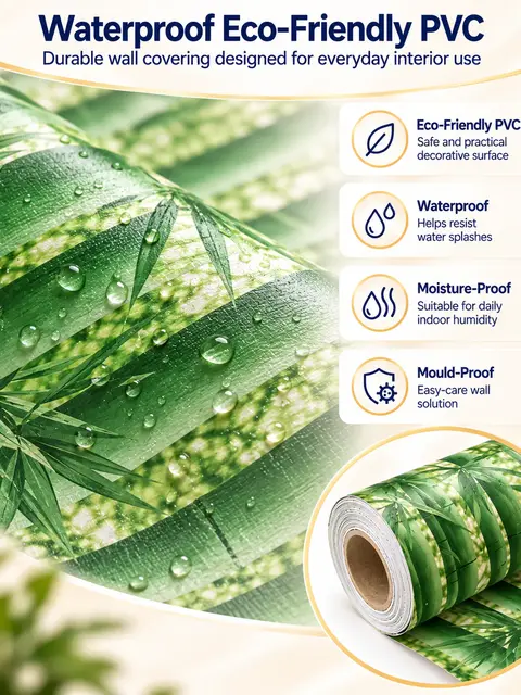 Green Bamboo Forest Nature Wallpaper Rolls — Feature wall
