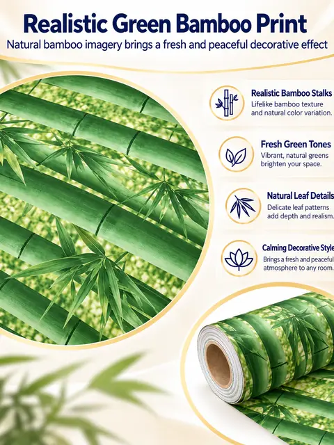 Green Bamboo Forest Nature Wallpaper Rolls — Living room