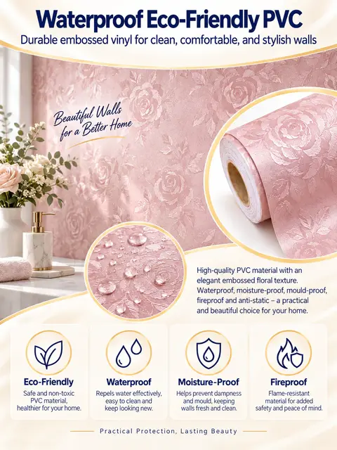 Flower Floral 3D Self-Adhesive Vinyl Wall Sticker Wallpaper — Feature wall