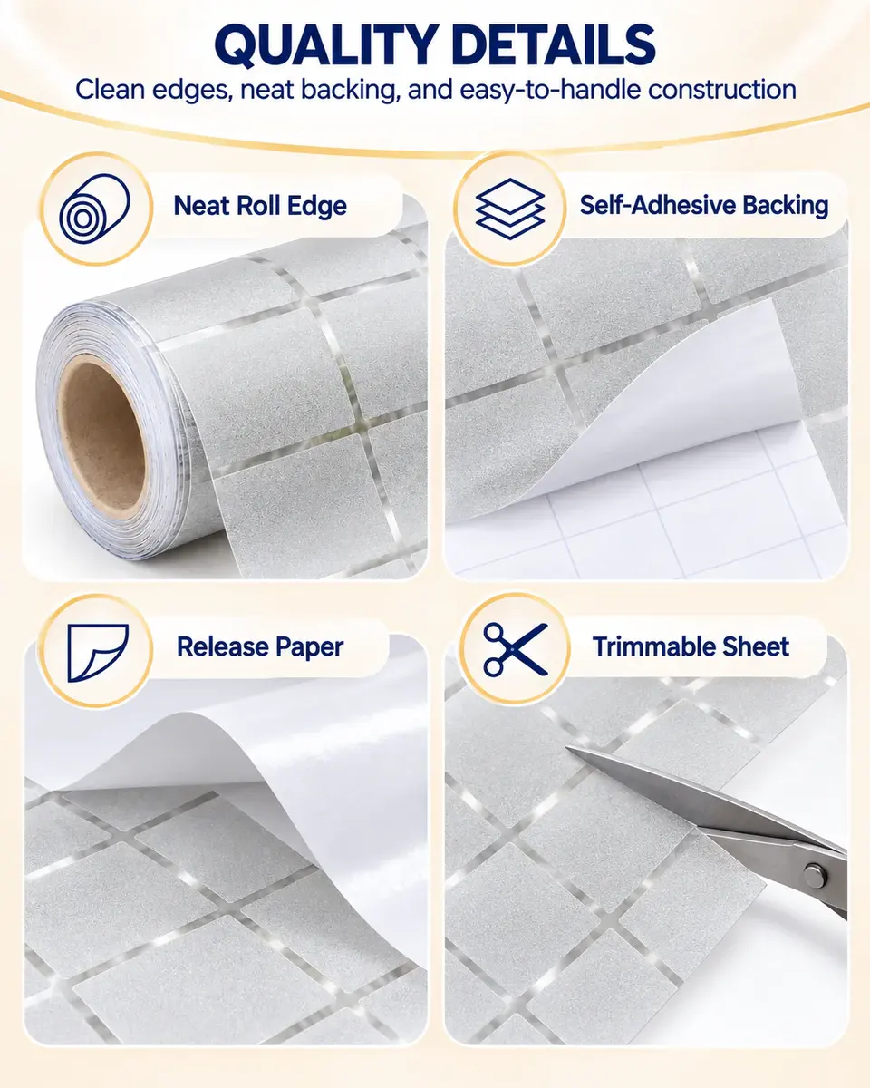 PVC Film Roll Home Office Bathroom Privacy Vinyl White Glass Decorative Window Frosted Glass Film Home Decor — Installation and application detail