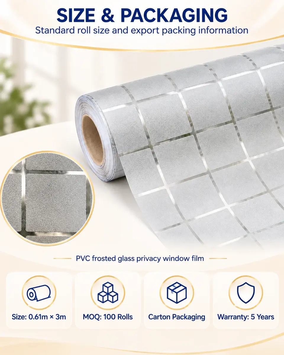 PVC Film Roll Home Office Bathroom Privacy Vinyl White Glass Decorative Window Frosted Glass Film Home Decor — Roll format and packaging