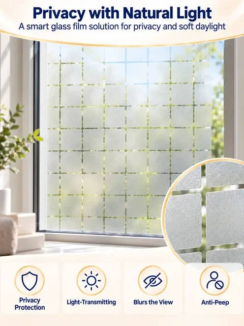 PVC Film Roll Home Office Bathroom Privacy Vinyl White Glass Decorative Window Frosted Glass Film Home Decor — Feature wall