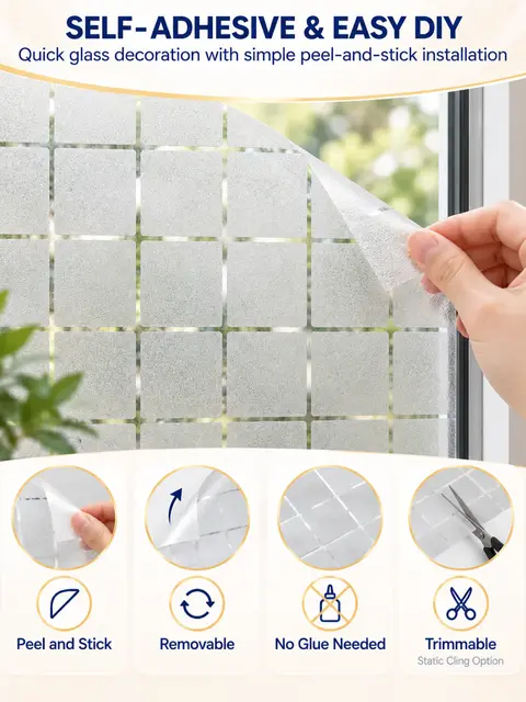 PVC Film Roll Home Office Bathroom Privacy Vinyl White Glass Decorative Window Frosted Glass Film Home Decor — Bedroom & nursery
