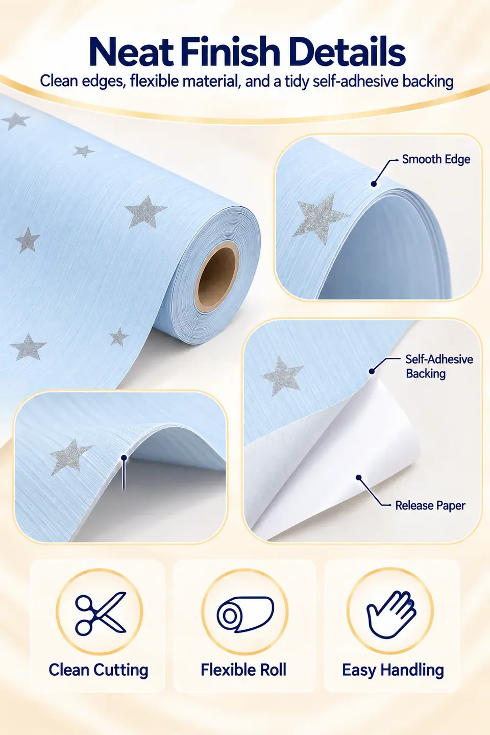 Kids Stars Nursery Wallpaper Rolls — Installation and application detail