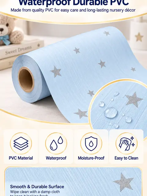 Kids Stars Nursery Wallpaper Rolls — Feature wall