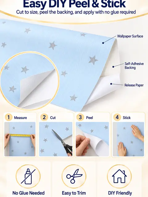 Kids Stars Nursery Wallpaper Rolls — Kitchen & bathroom