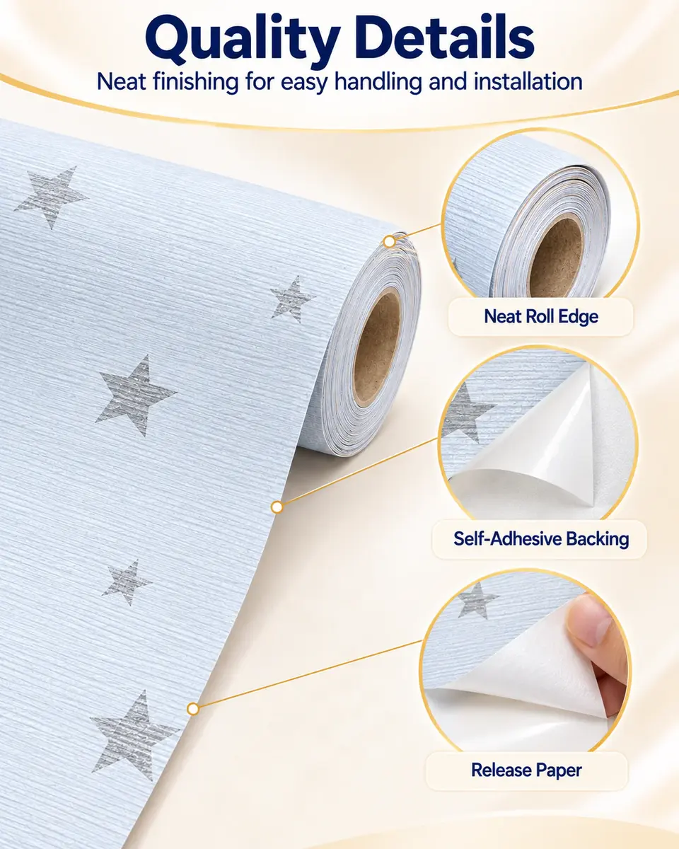 Children's Room Self Adhesive Wallpaper for Bedroom Home Decor Waterproof Wallpapers — Installation and application detail