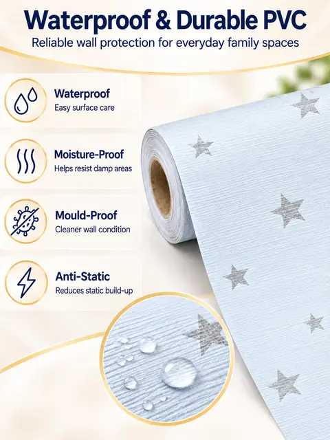 Children's Room Self Adhesive Wallpaper for Bedroom Home Decor Waterproof Wallpapers — Feature wall