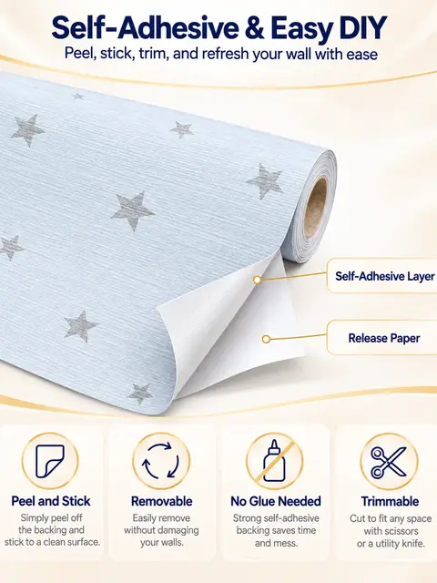 Children's Room Self Adhesive Wallpaper for Bedroom Home Decor Waterproof Wallpapers — Bedroom & nursery