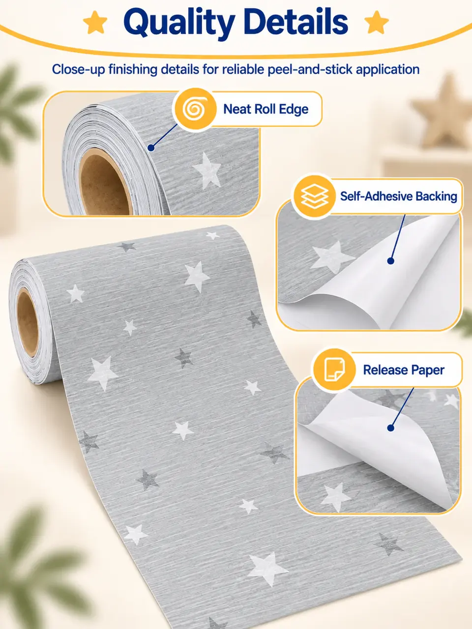 DIY Stars Styles 3d Kids Children Kindergarten Decoration Cartoon Waterproof Self-adhesive Wallpaper for Baby Room — Installation and application detail