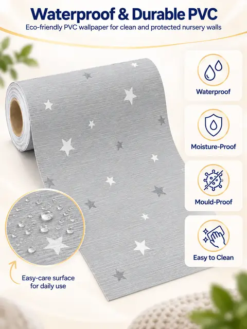 DIY Stars Styles 3d Kids Children Kindergarten Decoration Cartoon Waterproof Self-adhesive Wallpaper for Baby Room — Feature wall