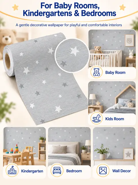 DIY Stars Styles 3d Kids Children Kindergarten Decoration Cartoon Waterproof Self-adhesive Wallpaper for Baby Room — Kitchen & bathroom