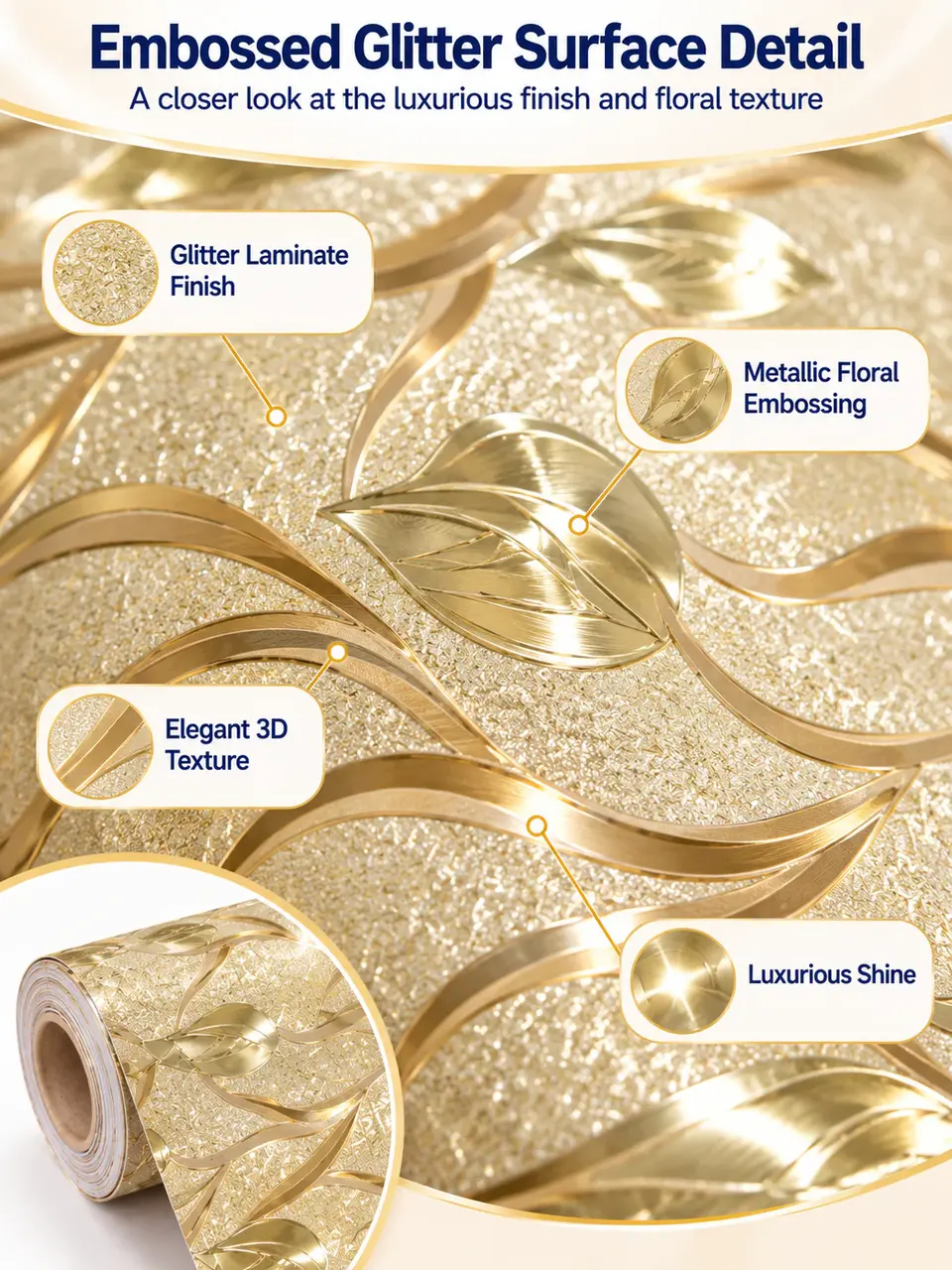 Self Adhesive Laminate Glitter Film Wallpaper Home Decoration — Construction and material layers