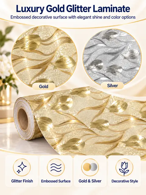 Self Adhesive Laminate Glitter Film Wallpaper Home Decoration — Living room