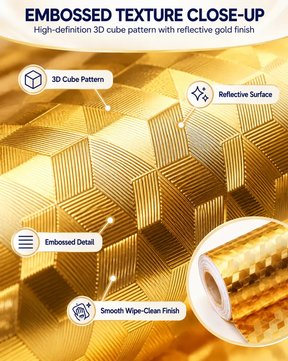 Gold Aluminum Foil Oil-Proof Kitchen Sticker — Construction and material layers
