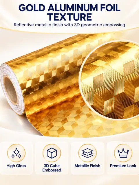 Gold Aluminum Foil Oil-Proof Kitchen Sticker — Living room
