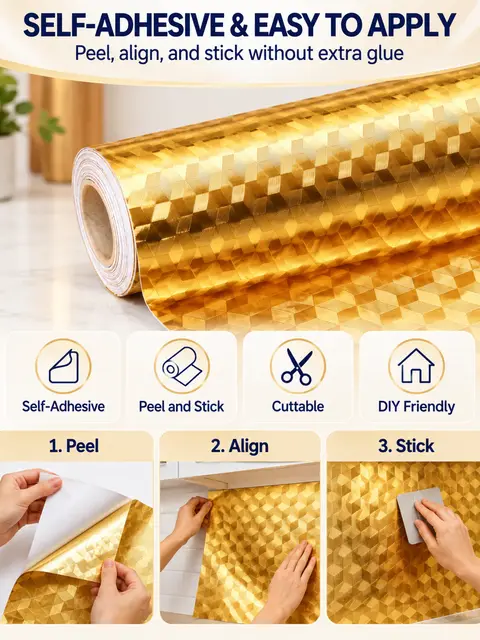Gold Aluminum Foil Oil-Proof Kitchen Sticker — Bedroom & nursery