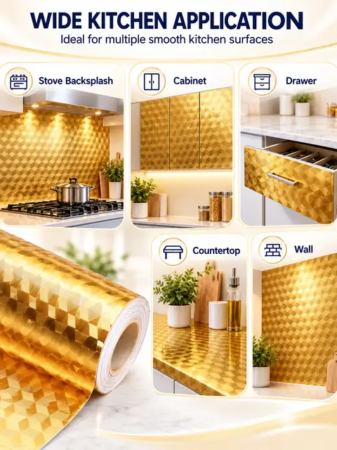 Gold Aluminum Foil Oil-Proof Kitchen Sticker — Kitchen & bathroom