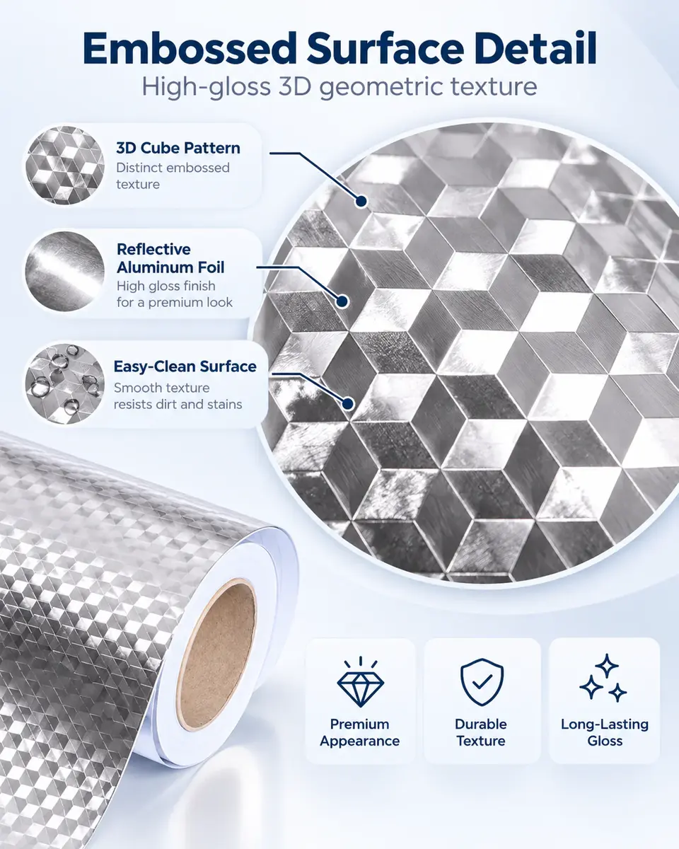 Silver Aluminum Foil Oil-Proof Kitchen Sticker — Construction and material layers