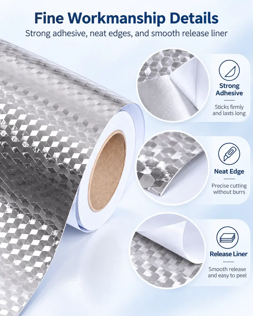 Silver Aluminum Foil Oil-Proof Kitchen Sticker — Installation and application detail