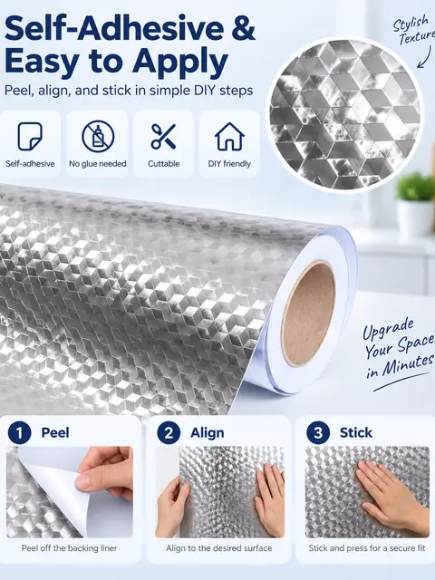 Silver Aluminum Foil Oil-Proof Kitchen Sticker — Bedroom & nursery