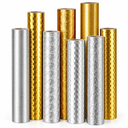 Oil-Proof Silver & Gold Aluminum Foil Kitchen Sticker — Self-Adhesive Wallpaper & Floor Films