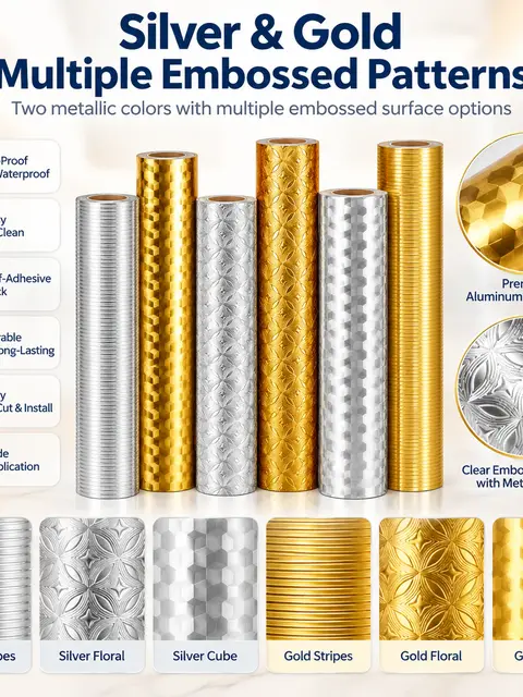 Oil-Proof Silver & Gold Aluminum Foil Kitchen Sticker — Living room