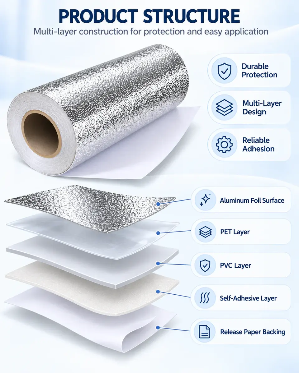 Glitter Metallic Aluminum Foil Kitchen Sticker — Surface texture and finish close-up