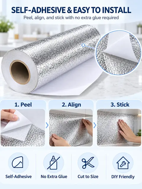 Glitter Metallic Aluminum Foil Kitchen Sticker — Bedroom & nursery