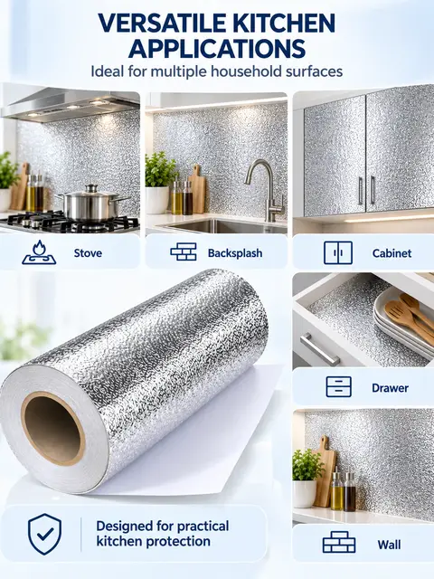 Glitter Metallic Aluminum Foil Kitchen Sticker — Kitchen & bathroom