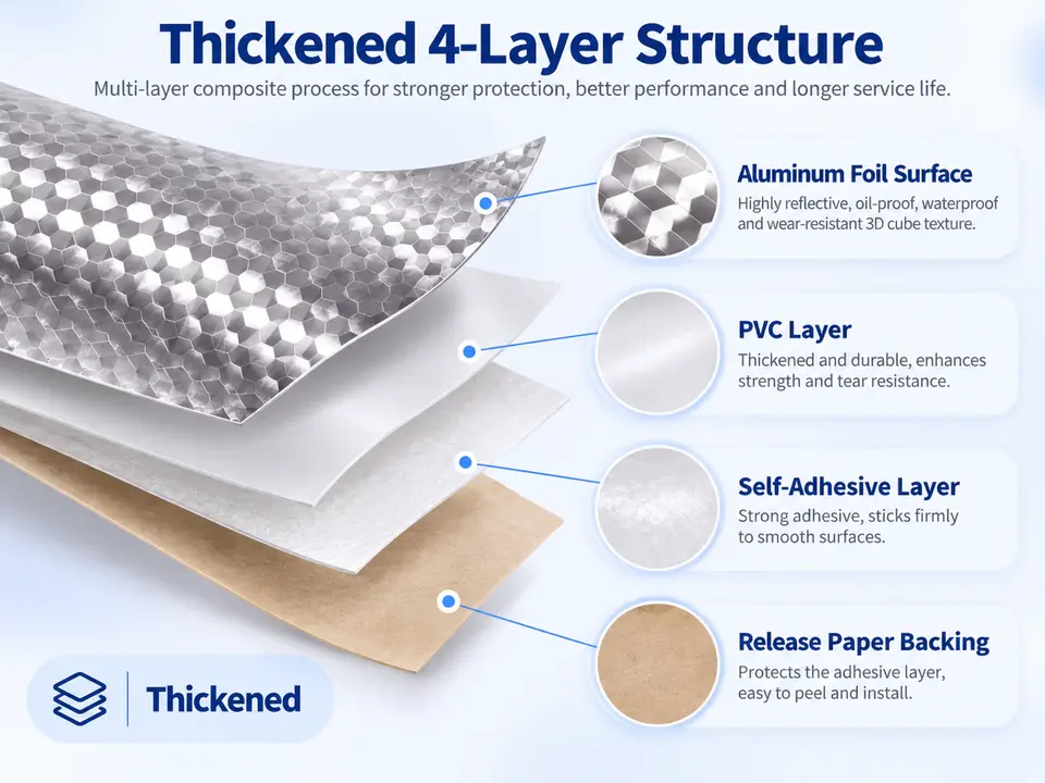 Thickened Oil-Proof Aluminum Foil Kitchen Wall Sticker — Surface texture and finish close-up