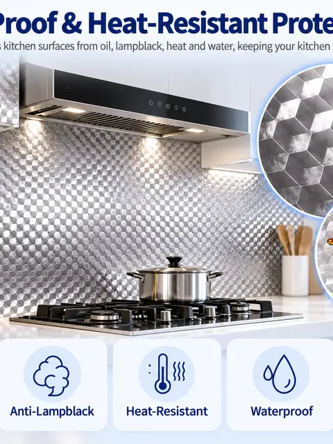 Thickened Oil-Proof Aluminum Foil Kitchen Wall Sticker — Feature wall