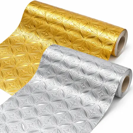 Metallic Aluminum Foil Oil-Proof Kitchen Backsplash Sticker — Self-Adhesive Wallpaper & Floor Films