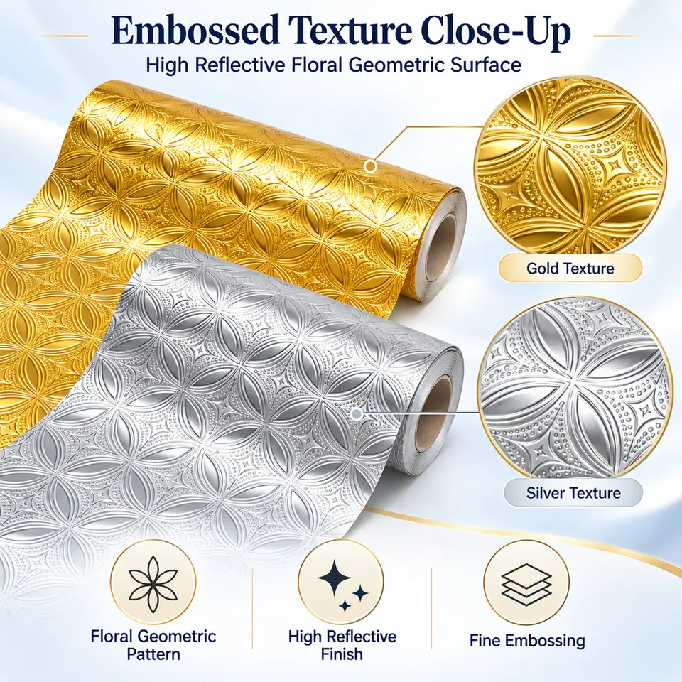 Metallic Aluminum Foil Oil-Proof Kitchen Backsplash Sticker — Construction and material layers