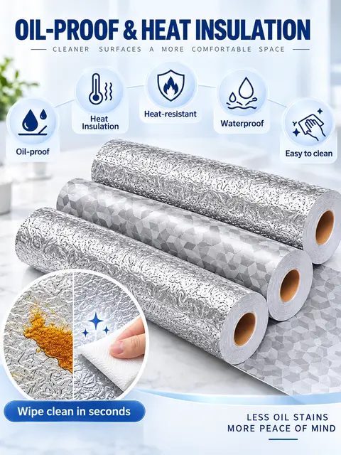 Silver Aluminum Foil Kitchen Sticker — Feature wall