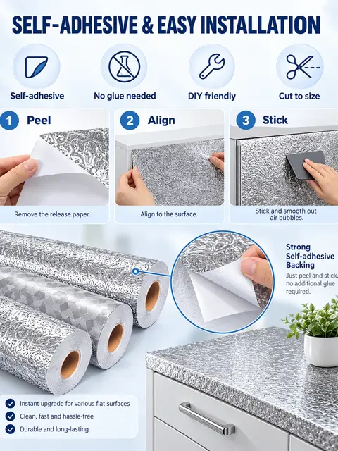 Silver Aluminum Foil Kitchen Sticker — Bedroom & nursery