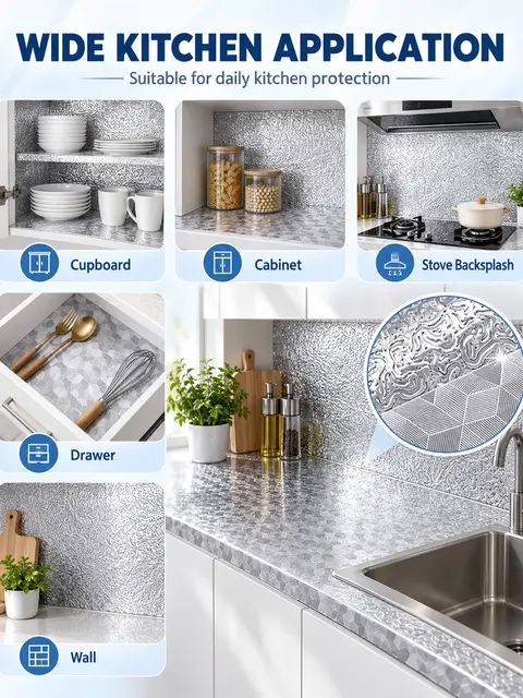 Silver Aluminum Foil Kitchen Sticker — Kitchen & bathroom