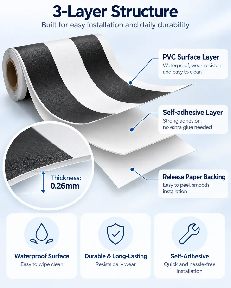 Modern Self-Adhesive Vinyl Wallpaper — Surface texture and finish close-up